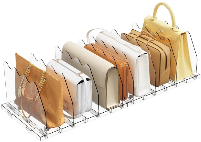 Main image of Adjustable Shelf Divider for Closet, Clear Purse Organizers for Closet Acrylic Handbag Separators Storage Organizer Bookshelf Separator Dividers in Bedroom, Office