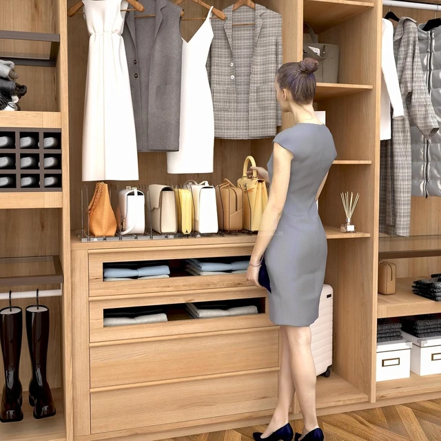 Alt view image 6 of 7 - Adjustable Shelf Divider for Closet, Clear Purse Organizers for Closet Acrylic Handbag Separators Storage Organizer Bookshelf Separator Dividers in Bedroom, Office