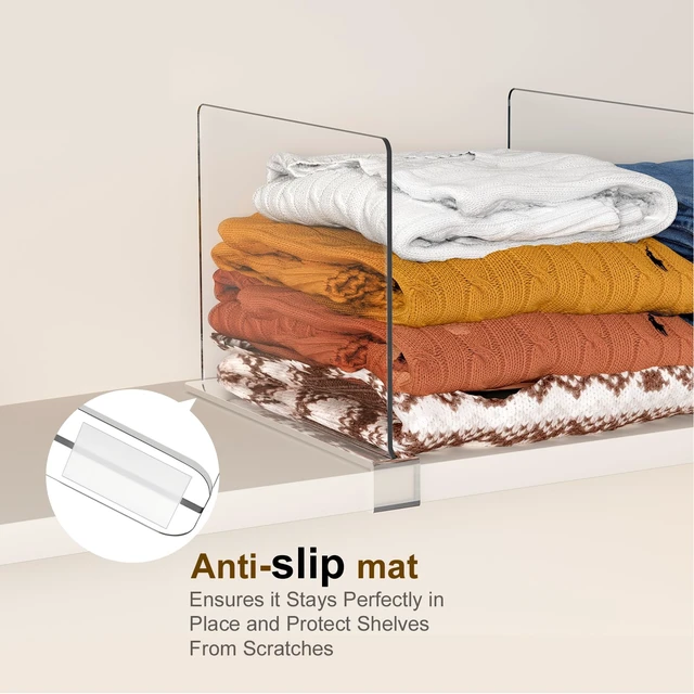 Alt view image 7 of 7 - Tall Shelf dividers Closet Organizers: 11-inch (Higher Version) | Adjustable Clear Acrylic Purse Storage for Large Handbags, Totes, Clothes, Towels on Wood Shelves 4-Pack
