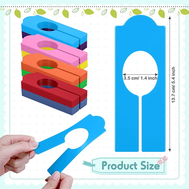 Alt view image 2 of 6 - 64Pcs Closet Dividers Hanging Clothes Clothing Rack, Rainbow Color | Plastic Reusable Rectangular Clothing Rack Size Dividers, Hanger Divider Closet Label Separators for Retail Garment Organizer