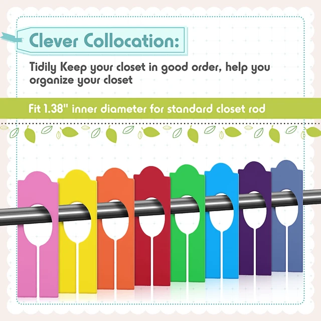 Alt view image 3 of 6 - 64Pcs Closet Dividers Hanging Clothes Clothing Rack, Rainbow Color | Plastic Reusable Rectangular Clothing Rack Size Dividers, Hanger Divider Closet Label Separators for Retail Garment Organizer