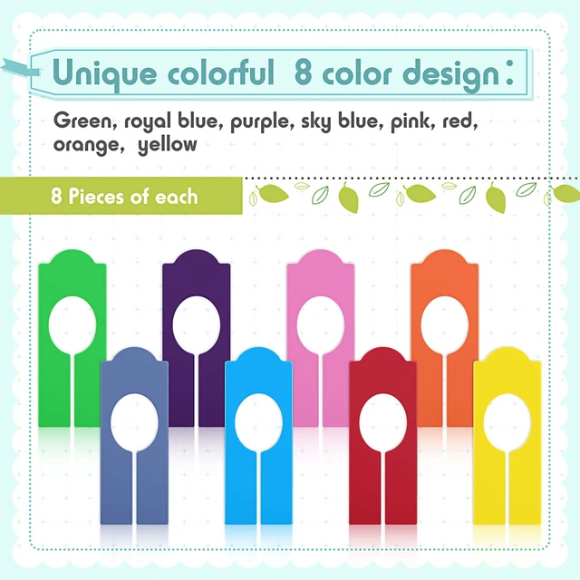 Alt view image 4 of 6 - 64Pcs Closet Dividers Hanging Clothes Clothing Rack, Rainbow Color | Plastic Reusable Rectangular Clothing Rack Size Dividers, Hanger Divider Closet Label Separators for Retail Garment Organizer
