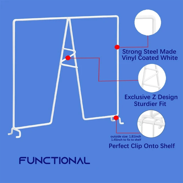Alt view image 3 of 7 - Wire Shelf Dividers, White, 12" Deep, 12" Height, 4 Pack | Closet Organization & Storage Organizer, No Tool Installation, Metal Shelf Accessories