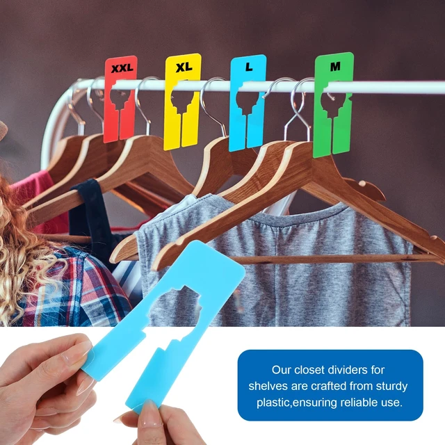 Alt view image 4 of 7 - 72 Pcs Hanging Closet Size Dividers with 2 Pcs Bonus Marker, 8 Colors Reusable Plastic Writable Rectangular Dividers Separators For Clothing Racks, Closet Organization, and Retail Store