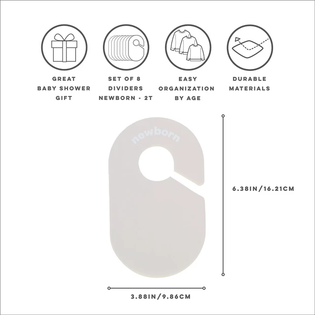 Alt view image 2 of 7 - Baby Closet Dividers, Newborn to 2T, Neutral, 8 Piece Set | Newborn to 2T sizing, 8-piece set, Double-sided size labels, Age labels, Nursery closet storage, Baby clothes organizer