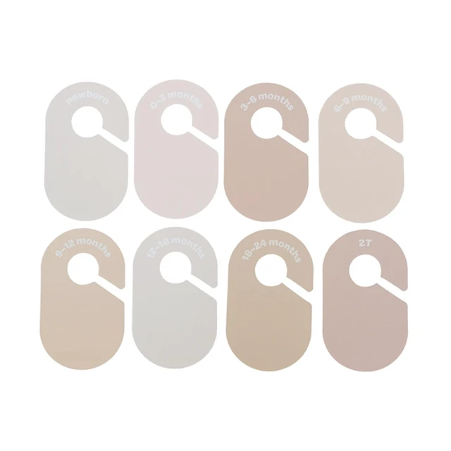 Alt view image 5 of 7 - Baby Closet Dividers, Newborn to 2T, Neutral, 8 Piece Set | Newborn to 2T sizing, 8-piece set, Double-sided size labels, Age labels, Nursery closet storage, Baby clothes organizer