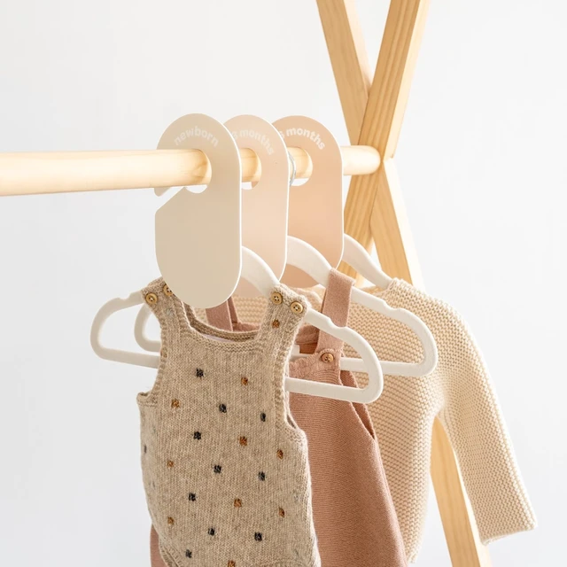 Alt view image 7 of 7 - Baby Closet Dividers, Newborn to 2T, Neutral, 8 Piece Set | Newborn to 2T sizing, 8-piece set, Double-sided size labels, Age labels, Nursery closet storage, Baby clothes organizer