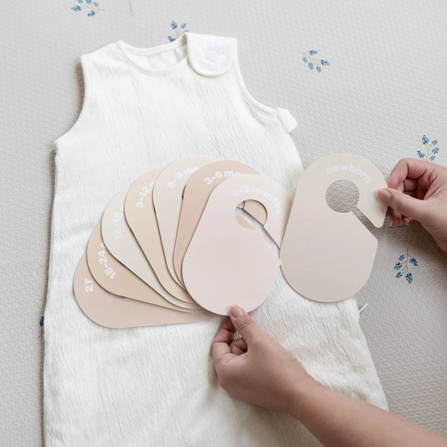 Alt view image 6 of 7 - Baby Closet Dividers, Newborn to 2T, Neutral, 8 Piece Set | Newborn to 2T sizing, 8-piece set, Double-sided size labels, Age labels, Nursery closet storage, Baby clothes organizer