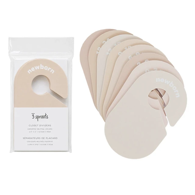 Alt view image 4 of 7 - Baby Closet Dividers, Newborn to 2T, Neutral, 8 Piece Set | Newborn to 2T sizing, 8-piece set, Double-sided size labels, Age labels, Nursery closet storage, Baby clothes organizer