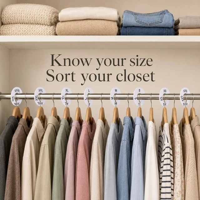 Alt view image 6 of 7 - 81 Pcs Clothing Rack Size Dividers, Round White Plastic Clothing Rack Size Tag Pre-Labeled (XXS-XXXL) with Blank Dividers and Erasable Pen for Closet Wardrobe Retail Store Clothes Organization