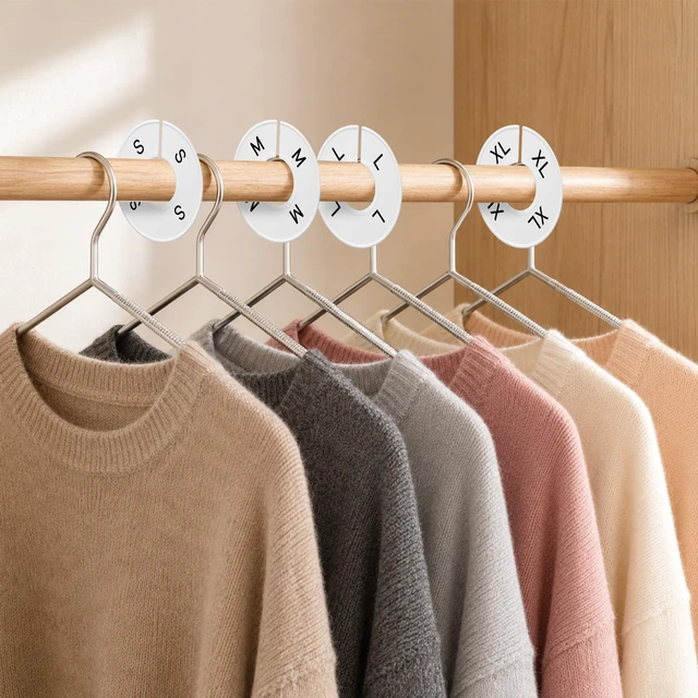 Alt view image 7 of 7 - 81 Pcs Clothing Rack Size Dividers, Round White Plastic Clothing Rack Size Tag Pre-Labeled (XXS-XXXL) with Blank Dividers and Erasable Pen for Closet Wardrobe Retail Store Clothes Organization