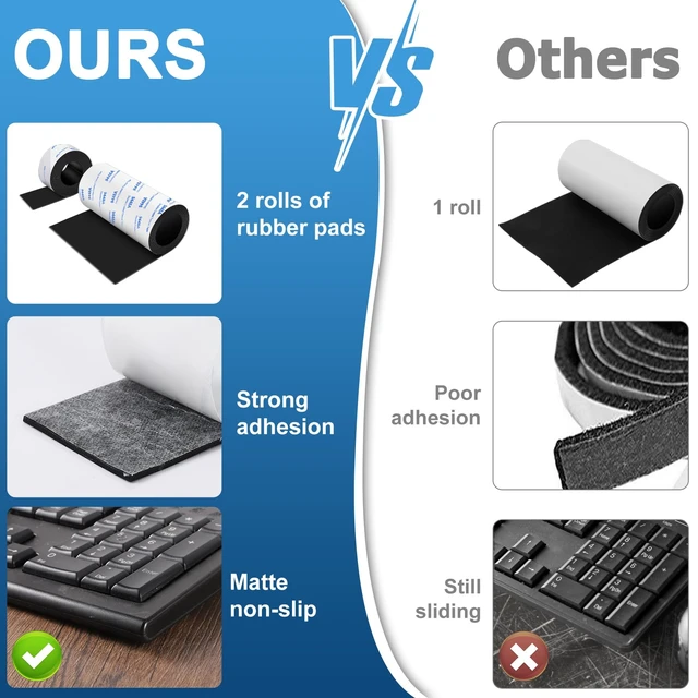 Alt view image 2 of 7 - Non Slip Furniture Pads, 2 Rolls Rubber Adhesive Pads, Adhesive Rubber Pads for Furniture and Appliances 4x40 inch+1x40 inch