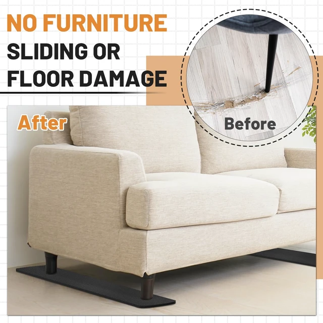Alt view image 5 of 7 - 30 Inch Non-Slip Furniture Rail Pads for Hardwood Floors, 4 Pcs | Keeps Recliners, Sofas, Couches & Chairs In Place, Fits Hardwood & Other Types of Floors