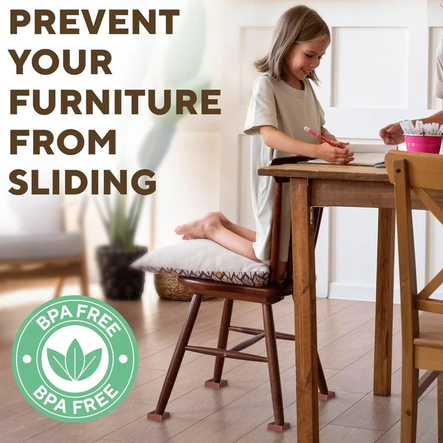 Alt view image 3 of 7 - 4pcs Non Slip Furniture Pads - Furniture Cups to Prevent Sliding for Couch, Bed, Chair - Premium 2x2 Anti Skid Stoppers for Hardwood, Tile Floors - Perfect Coasters that Fit Any Feet Shape (Brown)