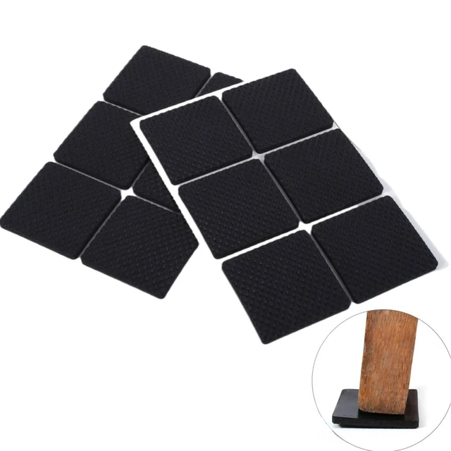 Alt view image 2 of 7 - Non-Slip Rubber Furniture Pads, 12Pcs Wood Floor Protector Pad Table Chair Leg Floor Protectors Square Rubber Feet Self-Adhesive Protector Set(Black)