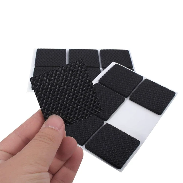 Alt view image 6 of 7 - Non-Slip Rubber Furniture Pads, 12Pcs Wood Floor Protector Pad Table Chair Leg Floor Protectors Square Rubber Feet Self-Adhesive Protector Set(Black)