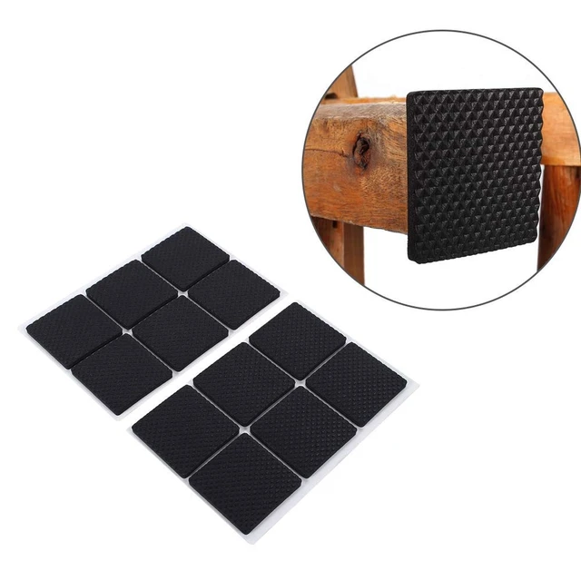 Alt view image 7 of 7 - Non-Slip Rubber Furniture Pads, 12Pcs Wood Floor Protector Pad Table Chair Leg Floor Protectors Square Rubber Feet Self-Adhesive Protector Set(Black)