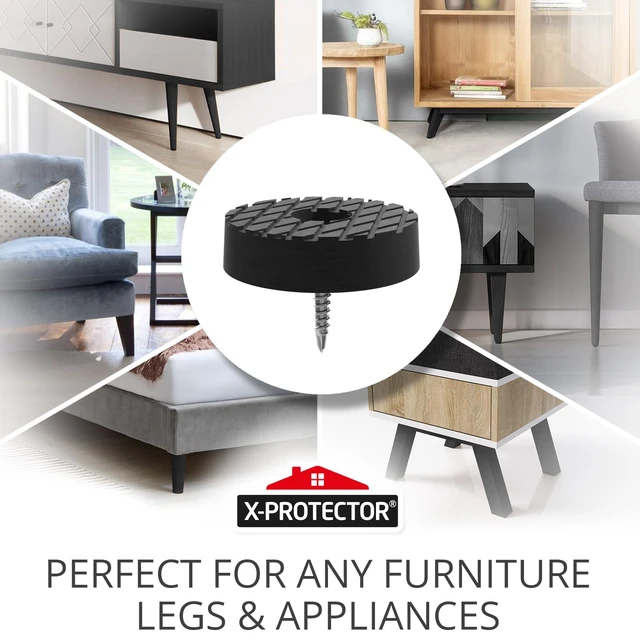 Alt view image 3 of 7 - Screw On Rubber Feet - 32 PCS 0.7" - Non Slip Furniture Pads | Premium Anti Skid Pads for Furniture Feet - Chair Leg Protectors - Furniture Grippers for All Surfaces - Protect Any Floors!