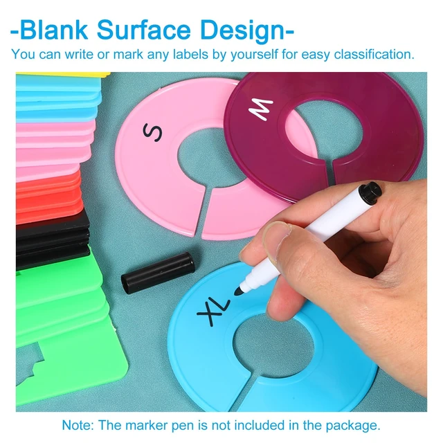 Alt view image 4 of 5 - Clothes Dividers, 24 Pack Clothing Rack Size Dividers Blank Labels Sorting Round Separator for Closet, Pink