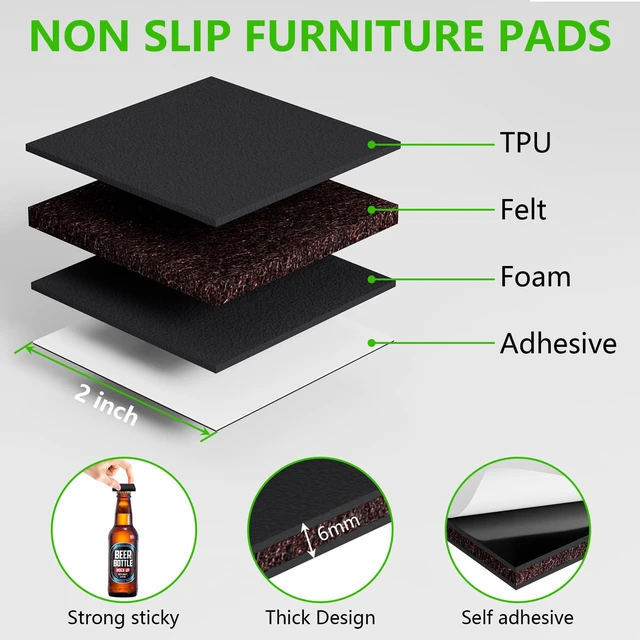 Alt view image 3 of 7 - 2" Non Slip Furniture Pads 24Pcs, Premium Self Adhesive Grippers | Anti Slip Furniture Feet for Hardwood Floors, Anti-Slide Floor Protectors for Couch Bed Stoppers, Keep Furniture in Place!
