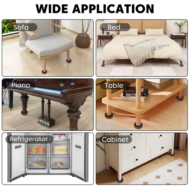 Alt view image 7 of 7 - Rubber Non-Slip Furniture Pads, 2"x2" Casters Cup, Round, Brown, 8 PCS | Rubber Feet Floor Protector For Hardwood Floors, Prevent Scratching of The Floor, For Bed Sofa Table and Chair, Stopper