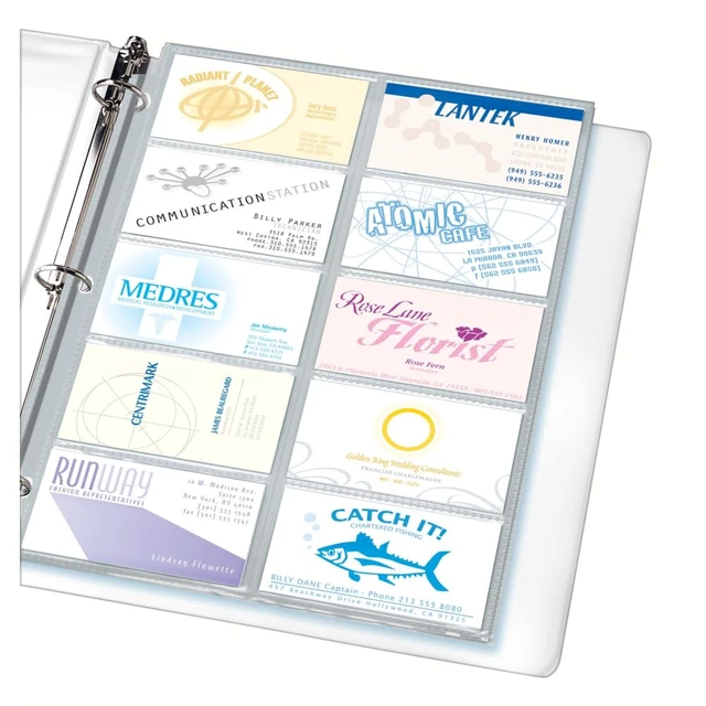 Alt view image 2 of 4 - Clear Business Card Organizer Pages for 3 Ring Binders, Pack of 10, Holds 200 Cards Total (76009)
