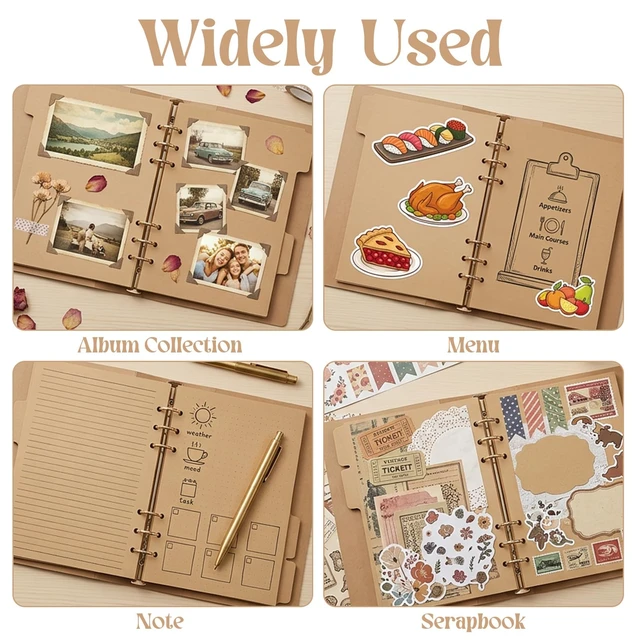 Alt view image 4 of 7 - 3 Sets A5 Binder Dividers A5 Kraftpaper Divider 6 Hole Ring Index Page Tab Cards for Binder Notebooks School Office Home Files Organizing (Brown)