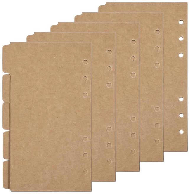 Main image of A6 Mini Binder Dividers, 20 Sheets 6 Ring Binder Dividers with 5-Tabs | 6-Hole Punched, Blank Paper Index Dividers 6.81x 4.09, Notebook Index Page Tab Cards for Travel Diary Binder Notebooks