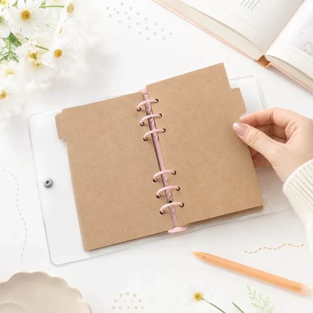 Alt view image 6 of 7 - A6 Mini Binder Dividers, 20 Sheets 6 Ring Binder Dividers with 5-Tabs | 6-Hole Punched, Blank Paper Index Dividers 6.81x 4.09, Notebook Index Page Tab Cards for Travel Diary Binder Notebooks