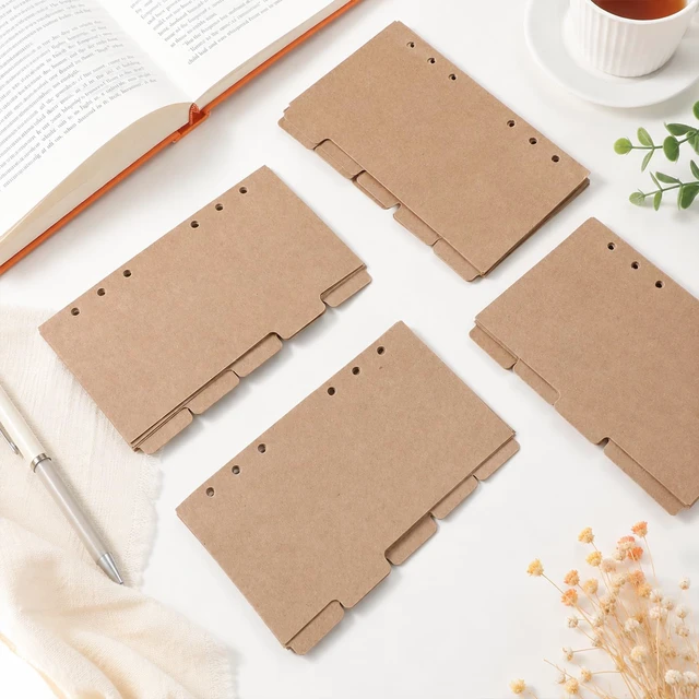 Alt view image 4 of 7 - A6 Mini Binder Dividers, 20 Sheets 6 Ring Binder Dividers with 5-Tabs | 6-Hole Punched, Blank Paper Index Dividers 6.81x 4.09, Notebook Index Page Tab Cards for Travel Diary Binder Notebooks