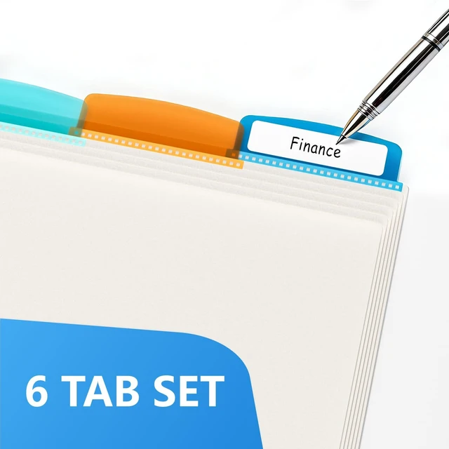 Alt view image 4 of 7 - Binder Dividers with Tabs, White Sheet Protectors for 3 Ring Binder, 3 Hole Punch Dividers in 6 Color Tab Page Protectors, 3 Ring Binder Dividers with Tabs, 3 Set 18 Pcs, White