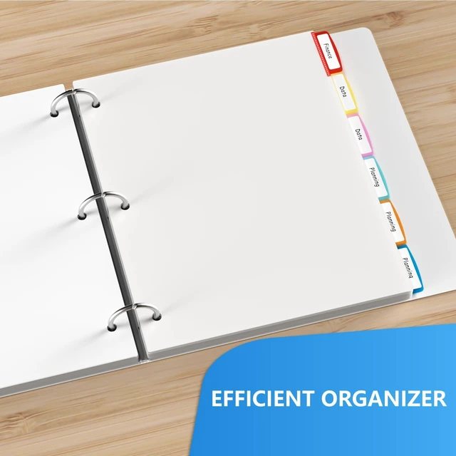 Alt view image 5 of 7 - Binder Dividers with Tabs, White Sheet Protectors for 3 Ring Binder, 3 Hole Punch Dividers in 6 Color Tab Page Protectors, 3 Ring Binder Dividers with Tabs, 3 Set 18 Pcs, White