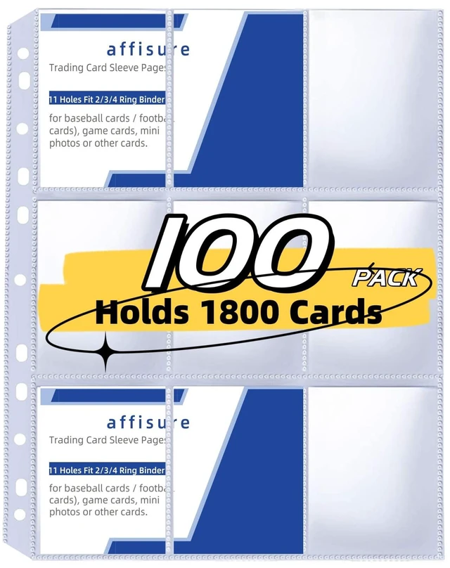 Main image of 9 Pocket Card Sleeves, Holds 1800 Cards, Trading Card Binder Sleeves | for Storage and Protection, Top Loading, Trading Cards Sleeves Fit for Baseball, Football, Game, Business Cards