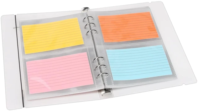 Main image of 3 x 5 Index Card Holder, 120 Card Sleeves, Holds 240 Pieces Cards, Organizer Pouches Book Binder for Note, Study and Recipe