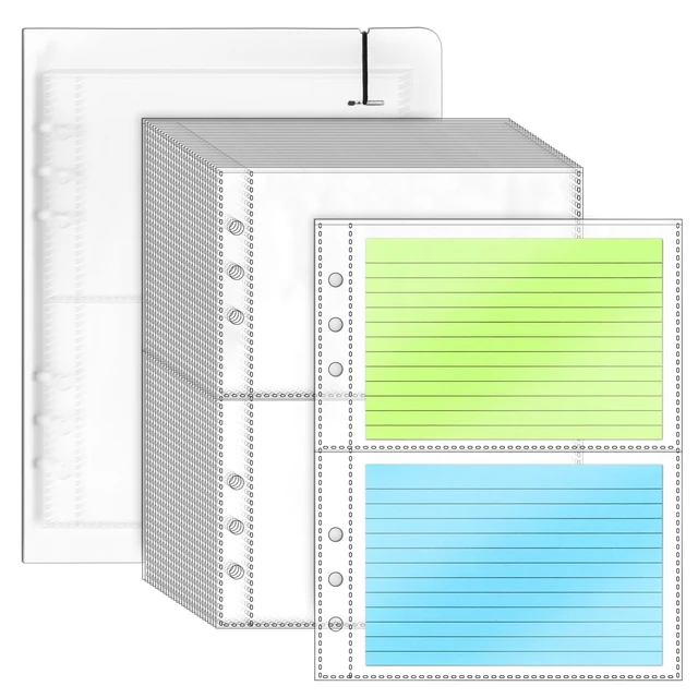 Alt view image 4 of 7 - 3 x 5 Index Card Holder, 120 Card Sleeves, Holds 240 Pieces Cards, Organizer Pouches Book Binder for Note, Study and Recipe