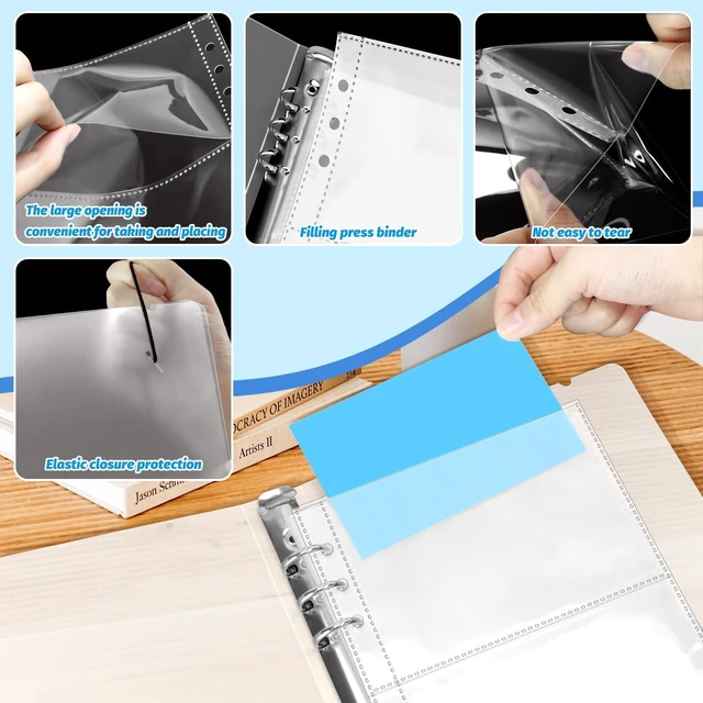 Alt view image 6 of 7 - 3 x 5 Index Card Holder, 120 Card Sleeves, Holds 240 Pieces Cards, Organizer Pouches Book Binder for Note, Study and Recipe