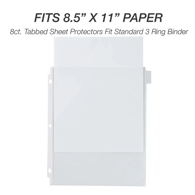 Alt view image 3 of 6 - 8 Tab Recipe Dividers, Recipe Sleeves, Sheet Protector Dividers, with Tab Inserts, Clear, Super Heavyweight, Top Loading, 3 Hole Punched for Standard Letter Size Binders, Archival Safe