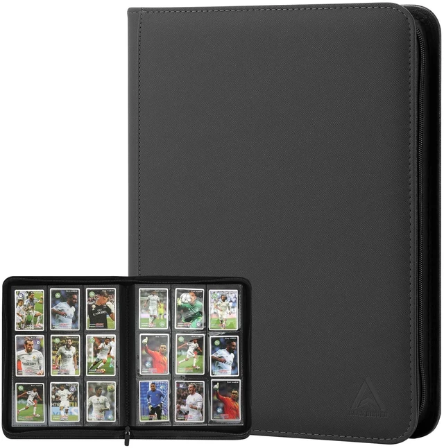 Main image of Card Binder 9 Pocket, Double Sided Pockets Trading Card Binder with 30 Sleeves, Premium Zip Trading Card Holder Collector Album Holds 540 MTG (Black)