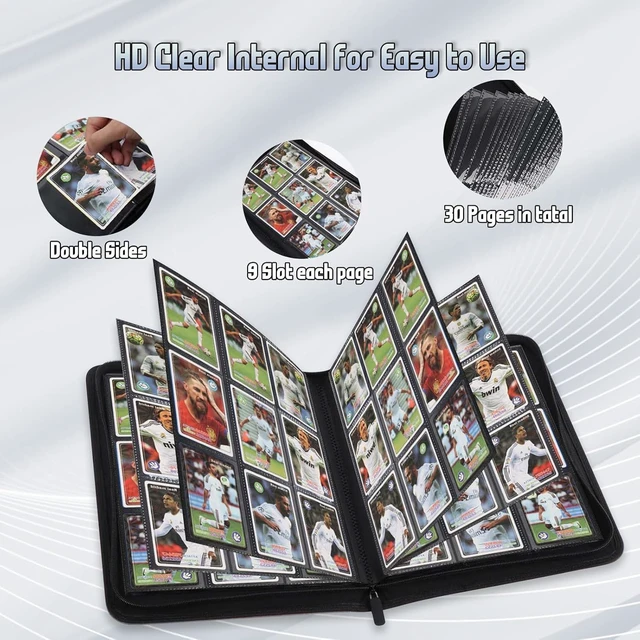 Alt view image 6 of 6 - Card Binder 9 Pocket, Double Sided Pockets Trading Card Binder with 30 Sleeves, Premium Zip Trading Card Holder Collector Album Holds 540 MTG (Black)