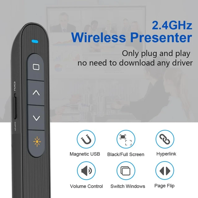 Alt view image 2 of 6 - Wireless Presentation Clicker for PowerPoint with Hyperlink | Wireless Presentation Clicker with One-Touch Slide Control, Hyperlink,Compatible with Windows, Laptop Computer Mac
