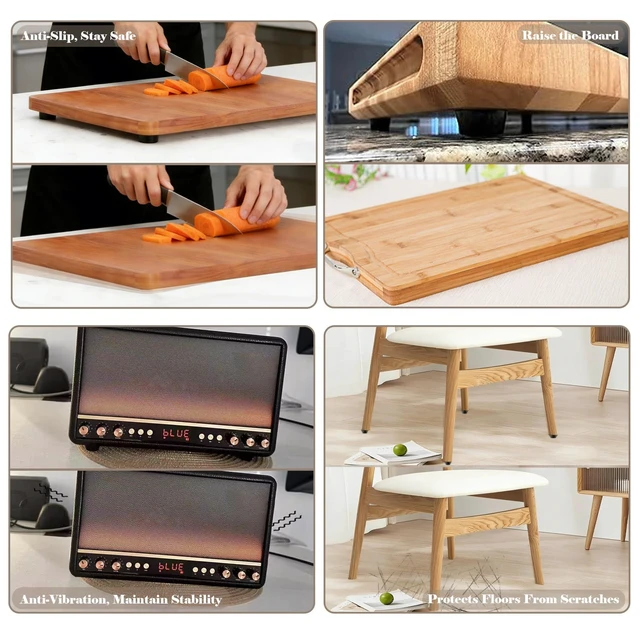 Alt view image 2 of 6 - Rubber Feet for Cutting Boards, 24PCS Cutting Board Feet Non Slip with Stainless Steel Screws, Rubber Bumpers Feet for Furniture and Electronics
