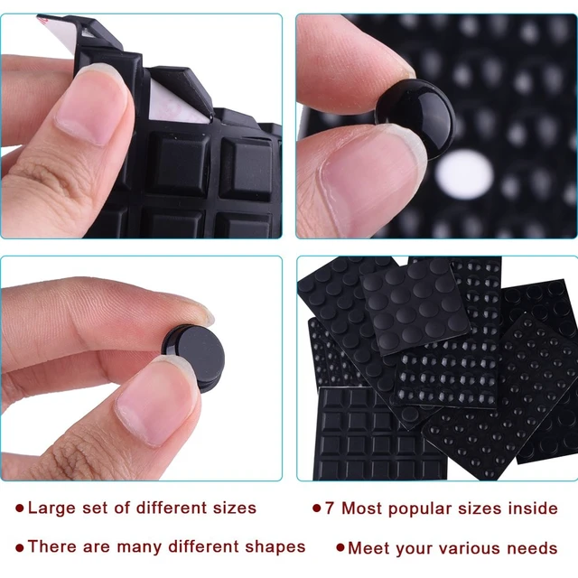 Alt view image 3 of 7 - 318 Pcs Rubber Feet Bumper Pads Self Stick Furniture Buffer Pads | Noise Dampening Bumper Feet, for Doors Cabinets Drawers Glass, Black