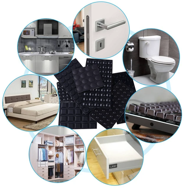 Alt view image 7 of 7 - 318 Pcs Rubber Feet Bumper Pads Self Stick Furniture Buffer Pads | Noise Dampening Bumper Feet, for Doors Cabinets Drawers Glass, Black