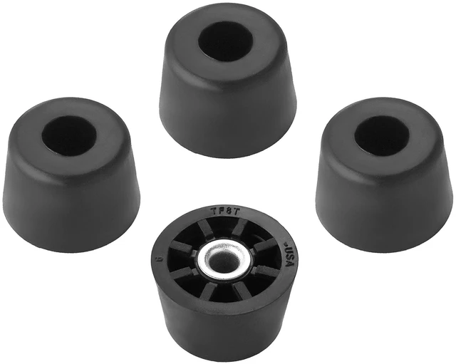 Main image of 4 Medium Extra Tall Round Black Rubber Feet w/Metal Insert .625" H x .932" W - Heavy Duty/Non-Marking - Perfect for Furniture, Tables, Chairs, Desks, Benches, Sofas, Beds, Chests - Made in USA