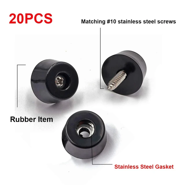 Alt view image 3 of 6 - 40PCS Rubber Feet for Cutting Board with Stainless Steel Washer and Screws, 0.51inch H x 0.98inch D, Non-Slip Rubber Feet for Furniture, Electronics, Tables, Sofas