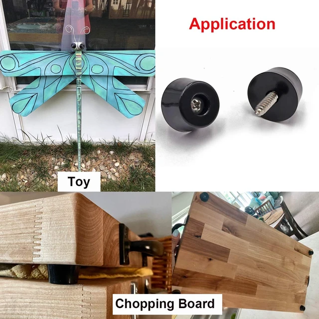 Alt view image 5 of 6 - 40PCS Rubber Feet for Cutting Board with Stainless Steel Washer and Screws, 0.51inch H x 0.98inch D, Non-Slip Rubber Feet for Furniture, Electronics, Tables, Sofas
