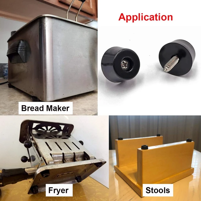Alt view image 6 of 6 - 40PCS Rubber Feet for Cutting Board with Stainless Steel Washer and Screws, 0.51inch H x 0.98inch D, Non-Slip Rubber Feet for Furniture, Electronics, Tables, Sofas