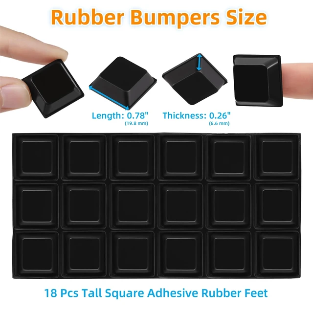 Alt view image 2 of 6 - Rubber Feet Self Adhesive Pads Door Bumpers Large - Stick on Feet for Electronics, Speakers, Furnitures, Appliances, Audio Equipment, Laptop - Black Tall Square (18pcs)