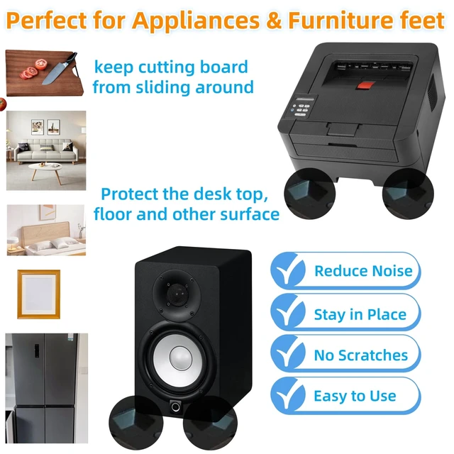 Alt view image 3 of 6 - Rubber Feet Self Adhesive Pads Door Bumpers Large - Stick on Feet for Electronics, Speakers, Furnitures, Appliances, Audio Equipment, Laptop - Black Tall Square (18pcs)