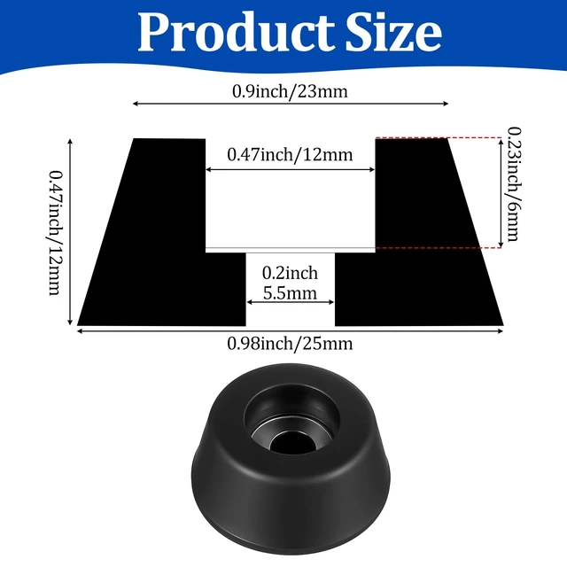 Alt view image 2 of 7 - 8Pcs Heavy-Duty Rubber Feet for Subwoofer, Speaker Isolation Pads with Stainless Steel Screws for Subwoofer, Guitar Amps, Furniture, Turntables, Cutting Boards, Cabinets 0.98 W x 0.47 H (Black)